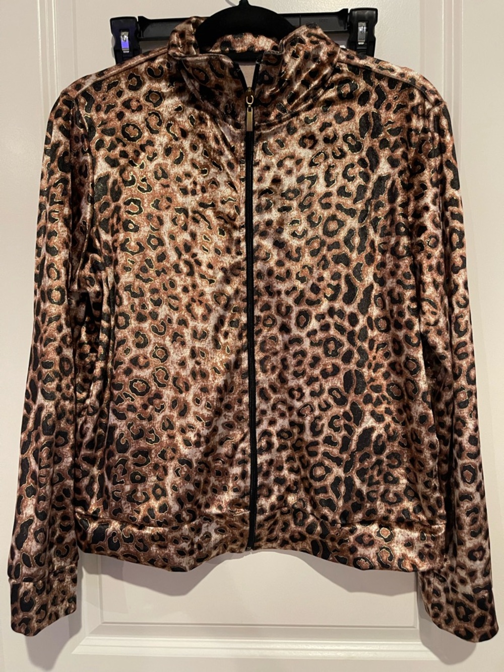 French Laundry Leopard Print Zip-Front Jacket - Brown & Black